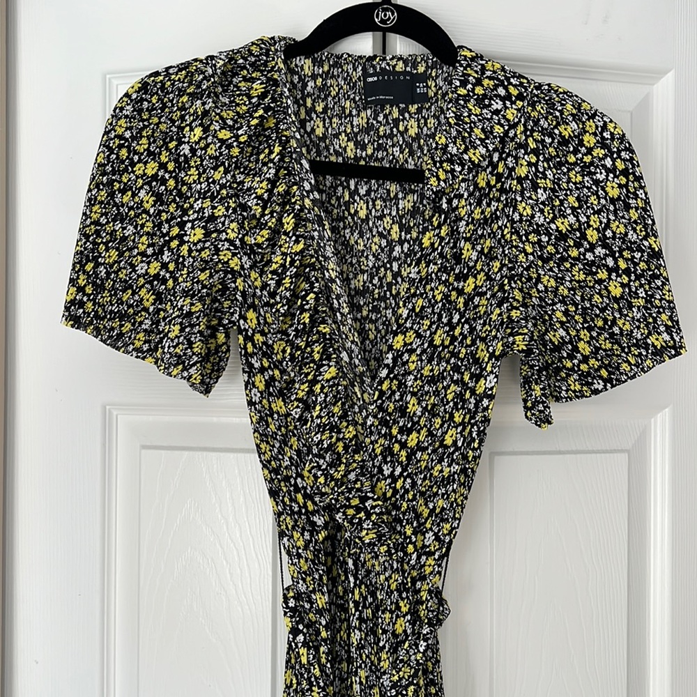 ASOS Frill Wrap Jumpsuit in Dark Floral